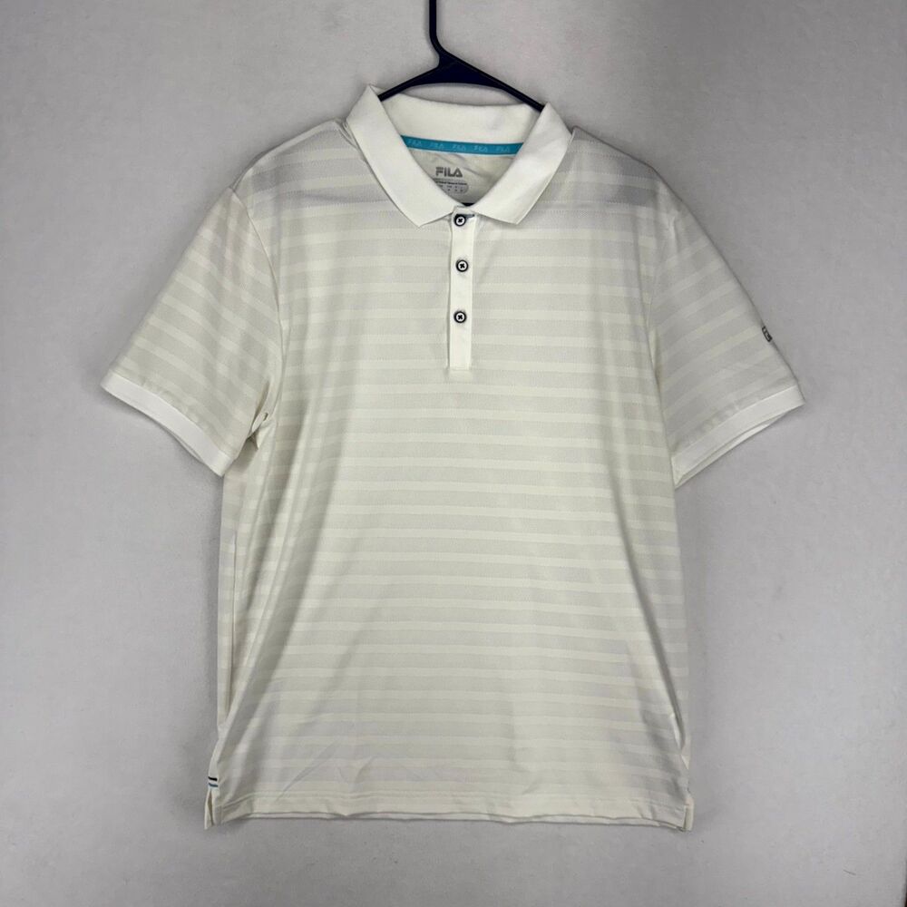 Fila Mens Moisture Wicking Performance Golf Polo White Size L NEW‎